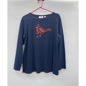 Womens Medium Waffle Knit Top Cardinal Plaid Motif Cozycore Grannycore Textural